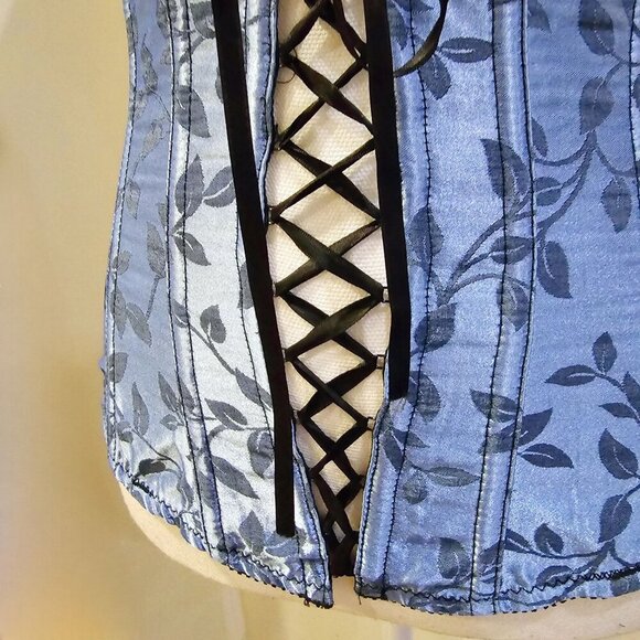 Victoria’s Secret Underbust Corset | Blue Black Floral Rayon Polyester | M - Picture 9 of 15